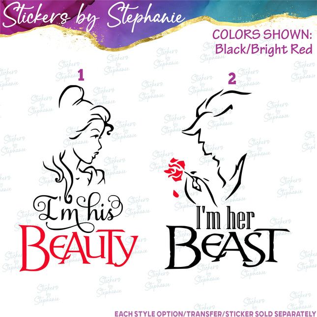 (s03C-025) I'm His Beauty Her Beast Iron-On Transfer