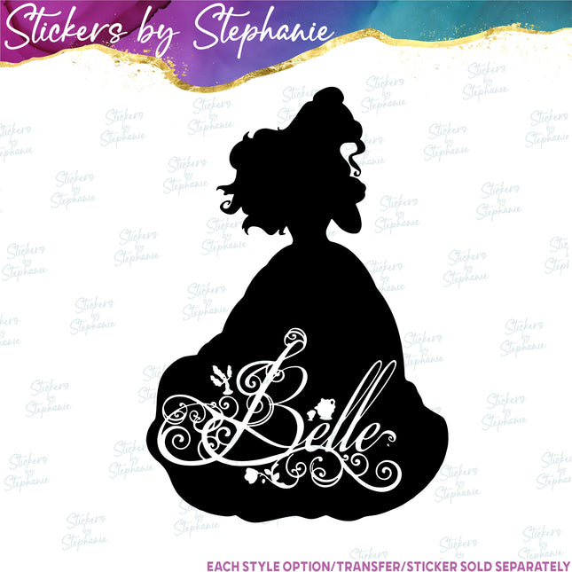 (s03C-026) Belle Silhouette Iron-On Transfer or Sticker