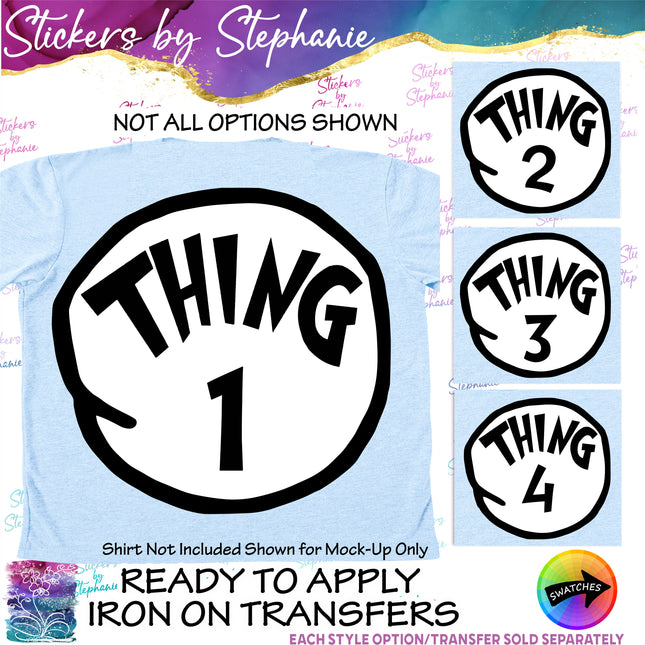 (s03C-032) Thing 1 2 3 4 Iron-On Transfer