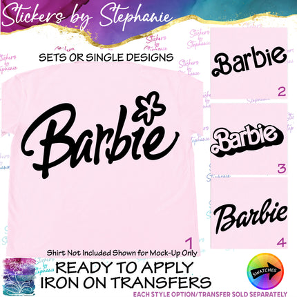 (s03C-038) Barbie Text Iron-On Transfer