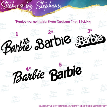 (s03C-038) Barbie Text Iron-On Transfer