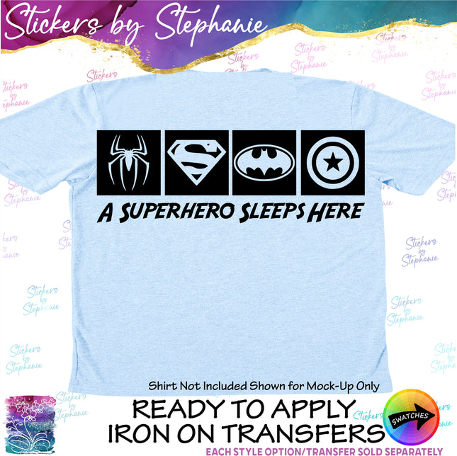 (s03C-039) A Superhero Sleeps Here Iron-On Transfer