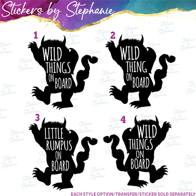 (s03C-043) Wild Things On Board Thing Little Rumpus Iron-On Transfer
