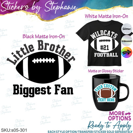 (s05-301) Football Team Name Custom Iron-On Transfer or Sticker