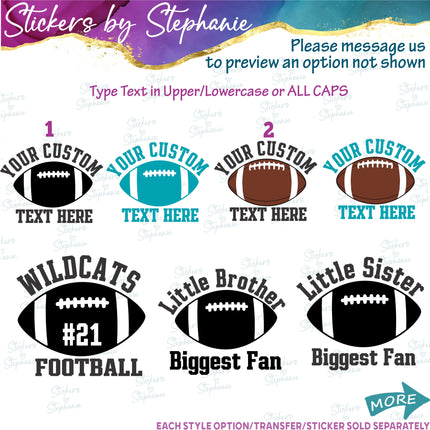 (s05-301) Football Team Name Custom Iron-On Transfer or Sticker
