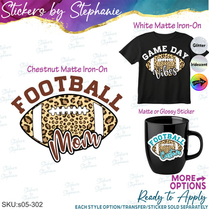 (s05-302) Football Mom Family Custom Iron-On Transfer or Sticker