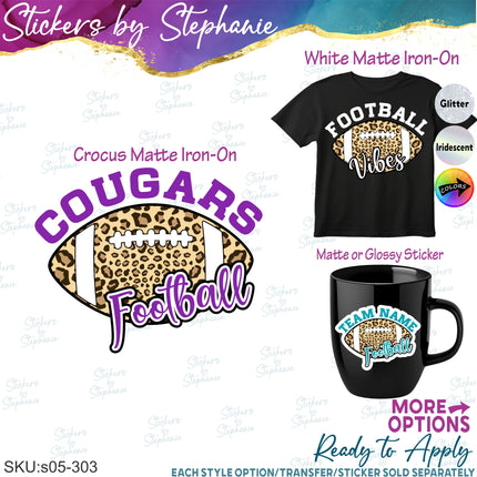 (s05-303) Football Team Name Custom Iron-On Transfer or Sticker