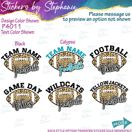 (s05-303) Football Team Name Custom Iron-On Transfer or Sticker