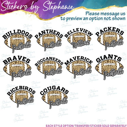 (s05-303) Football Team Name Custom Iron-On Transfer or Sticker