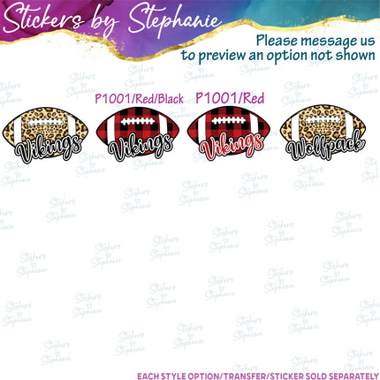 (s05-304) Football Team Name Custom Iron-On Transfer or Sticker