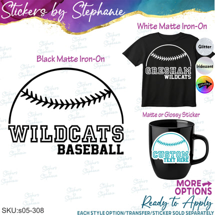 (s05-308) Baseball Softball Mom Team Name Custom Iron-On Transfer or Sticker