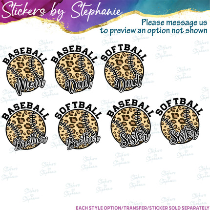 (s05-311) Baseball Softball Mom Family Custom Iron-On Transfer or Sticker