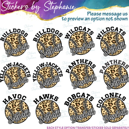 (s05-312) Baseball Softball Team Name Custom Iron-On Transfer or Sticker