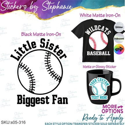 (s05-316) Baseball Softball Team Name Custom Iron-On Transfer or Sticker