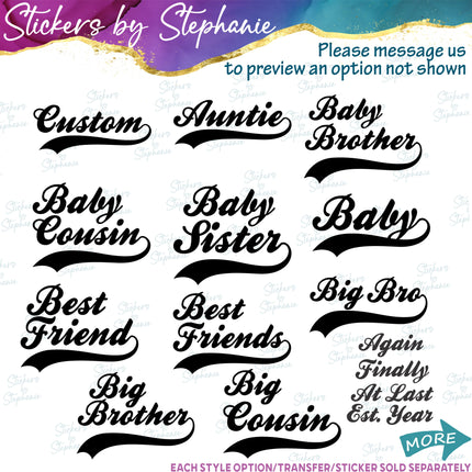 (s05-318) Mom Family Baseball Athletic Tail Custom Iron-On Transfer or Sticker