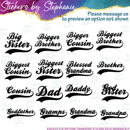 (s05-318) Mom Family Baseball Athletic Tail Custom Iron-On Transfer or Sticker