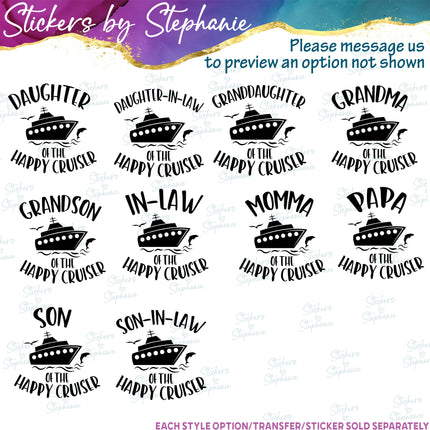 (s05-321) Happy Cruise Custom Family Iron-On Transfer or Sticker