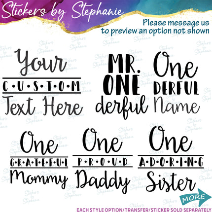 (s05-325) Mr One derful Custom Family Iron-On Transfer or Sticker