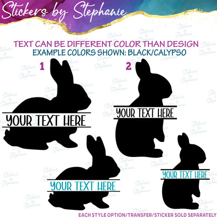 (s05-034) Bunny Rabbit Split Name Text Custom Iron-On Transfer or Sticker