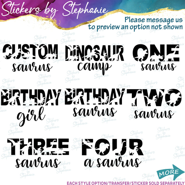 (s05-345) Mama Baby Dinosaur Custom Family Iron-On Transfer or Sticker