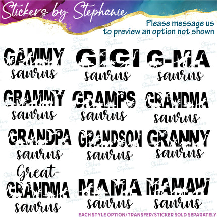 (s05-345) Mama Baby Dinosaur Custom Family Iron-On Transfer or Sticker