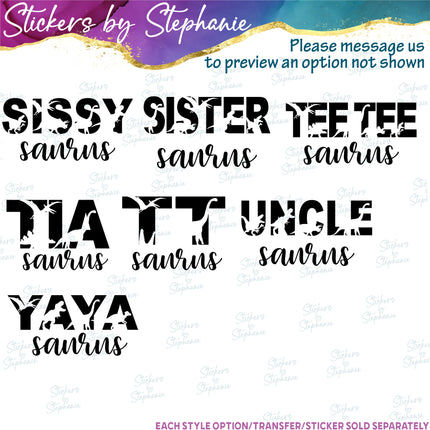 (s05-345) Mama Baby Dinosaur Custom Family Iron-On Transfer or Sticker