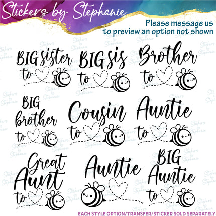 (s05-346) Mommy to Bee Custom Family Iron-On Transfer or Sticker