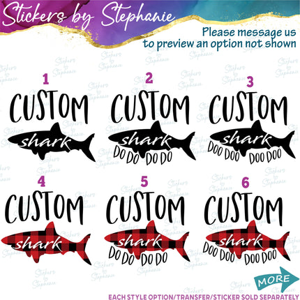 (s05-347) Mama Baby Shark Custom Family Iron-On Transfer or Sticker