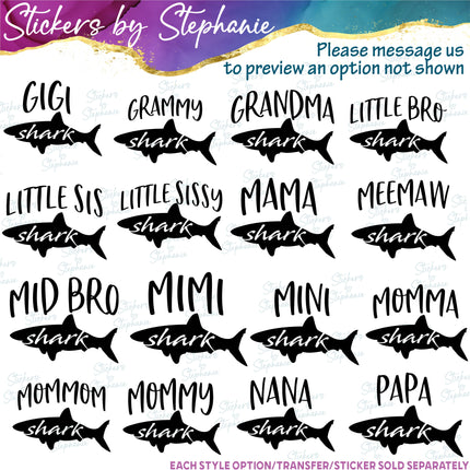 (s05-347) Mama Baby Shark Custom Family Iron-On Transfer or Sticker
