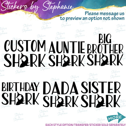 (s05-348) Mama Baby Shark Custom Family Iron-On Transfer or Sticker
