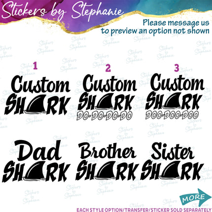 (s05-349) Mama Baby Shark Custom Family Iron-On Transfer or Sticker