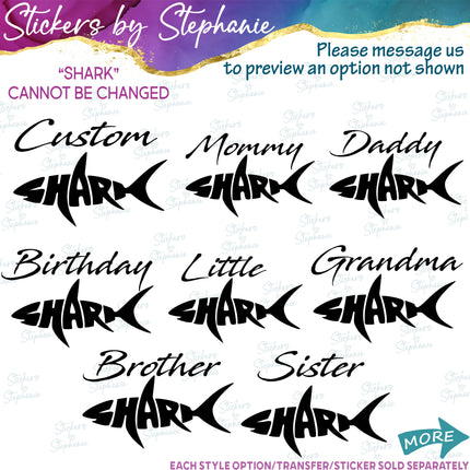 (s05-350) Mama Baby Shark Custom Family Iron-On Transfer or Sticker