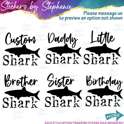 (s05-351) Mama Baby Shark Custom Family Iron-On Transfer or Sticker