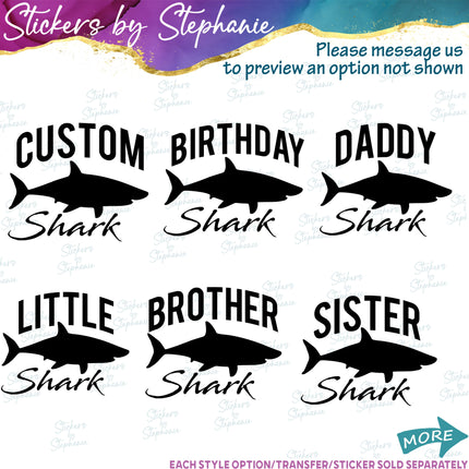 (s05-352) Mama Baby Shark Custom Family Iron-On Transfer or Sticker