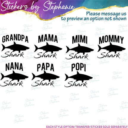 (s05-352) Mama Baby Shark Custom Family Iron-On Transfer or Sticker
