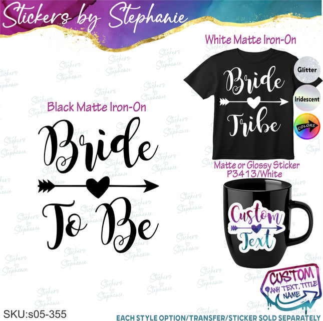 (s05-355) Heart Arrow Custom Wedding Party Iron-On Transfer or Sticker