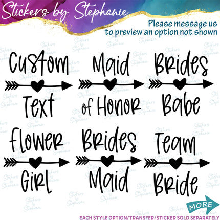 (s05-359) Heart Arrow Custom Wedding Party Iron-On Transfer or Sticker