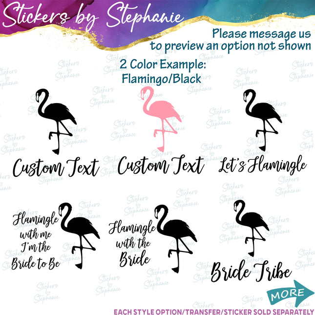 (s05-390) Flamingo Custom Wedding Party Iron-On Transfer or Sticker