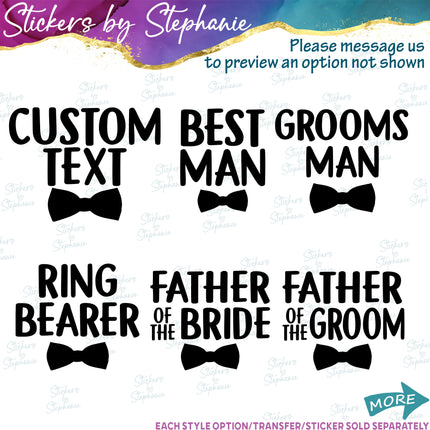 (s05-391) Bow Tie Custom Wedding Party Iron-On Transfer or Sticker