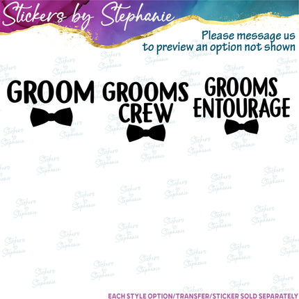 (s05-391) Bow Tie Custom Wedding Party Iron-On Transfer or Sticker