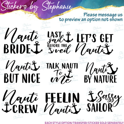 (s05-393) Nautical Custom Wedding Cruise Iron-On Transfer or Sticker
