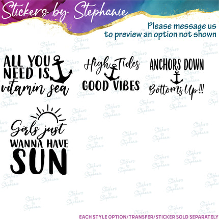 (s05-393) Nautical Custom Wedding Cruise Iron-On Transfer or Sticker