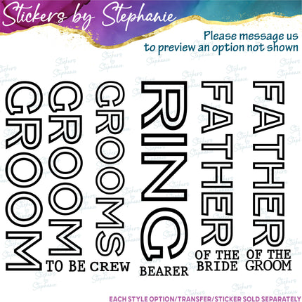 (s05-395) Groom Custom Wedding Party Iron-On Transfer or Sticker