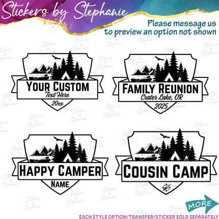 (s05-397) Happy Camper Camp Camping Custom Iron-On Transfer or Sticker