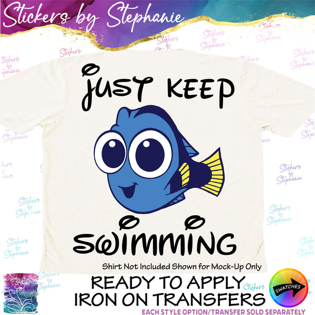 (s04C-001) Just Keep Swimming Dory Iron-On Transfer
