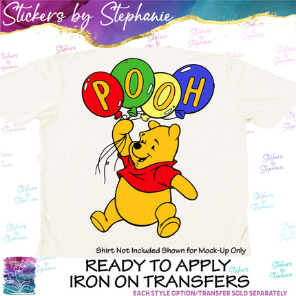 (s04C-005) Winnie the Pooh Balloons Iron-On Transfer or Sticker