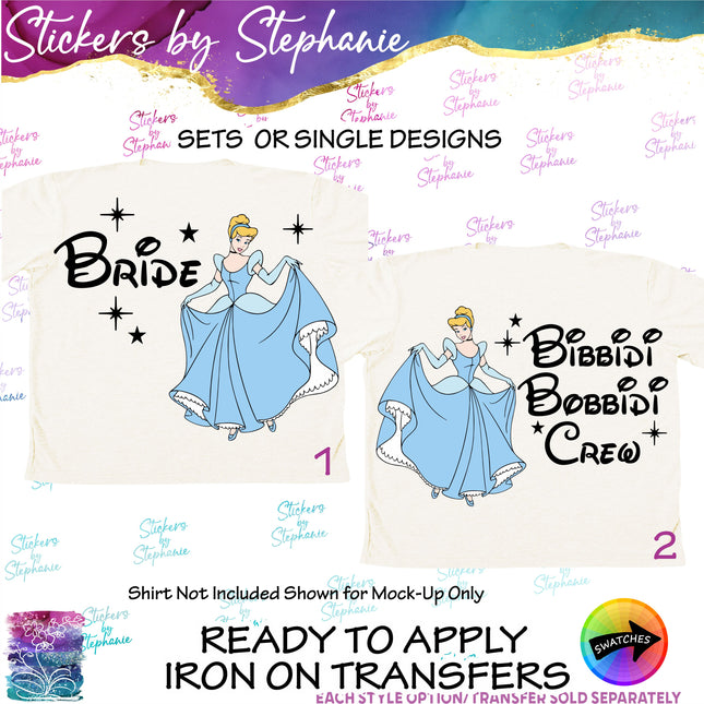 (s04C-006) Bride, Bibbidi Bobbidi Crew Cinderella  Iron-On Transfer