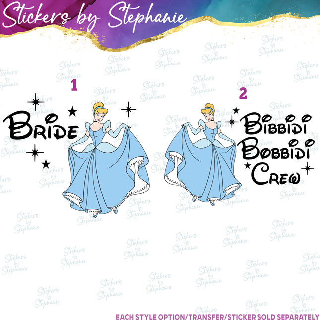 (s04C-006) Bride, Bibbidi Bobbidi Crew Cinderella  Iron-On Transfer