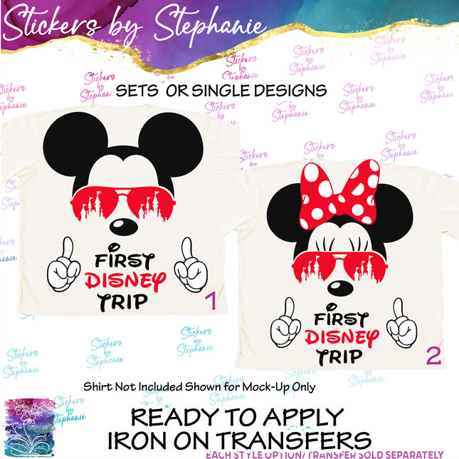 (s04C-008) My First Disney Trip Mickey Minnie Mouse Iron-On Transfer