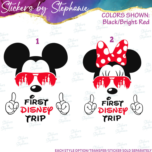(s04C-008) My First Disney Trip Mickey Minnie Mouse Iron-On Transfer